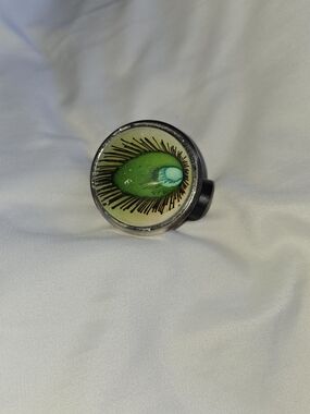 Peacock Father Art Ring in Silver-Tone Setting